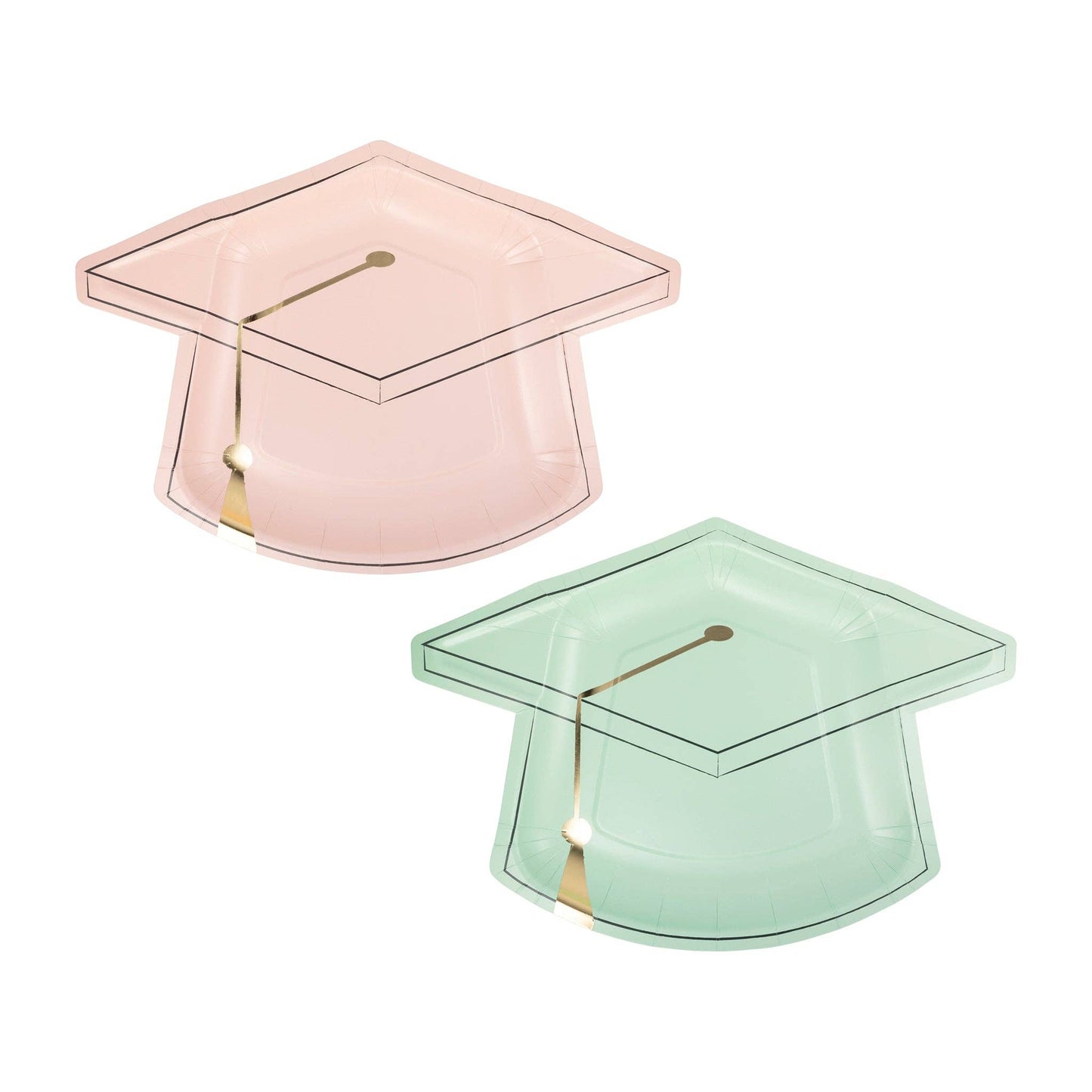 Pink & Turquoise Graduation Cap Plates 8ct