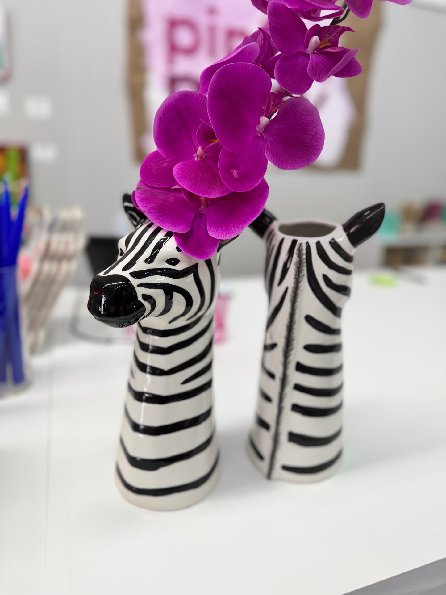 Zebra Stoneware Vase/Planter