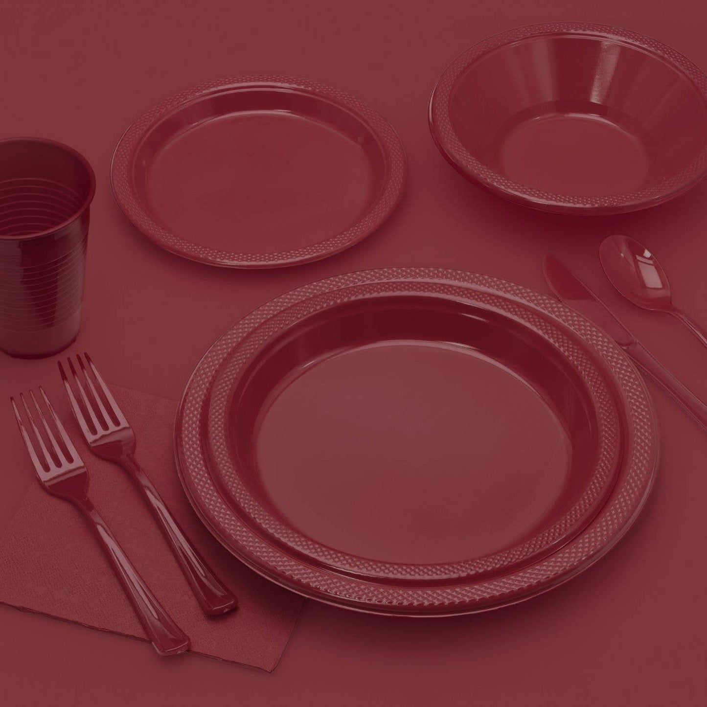 12 oz Maroon Burgundy Plastic Cups - 50 Ct.