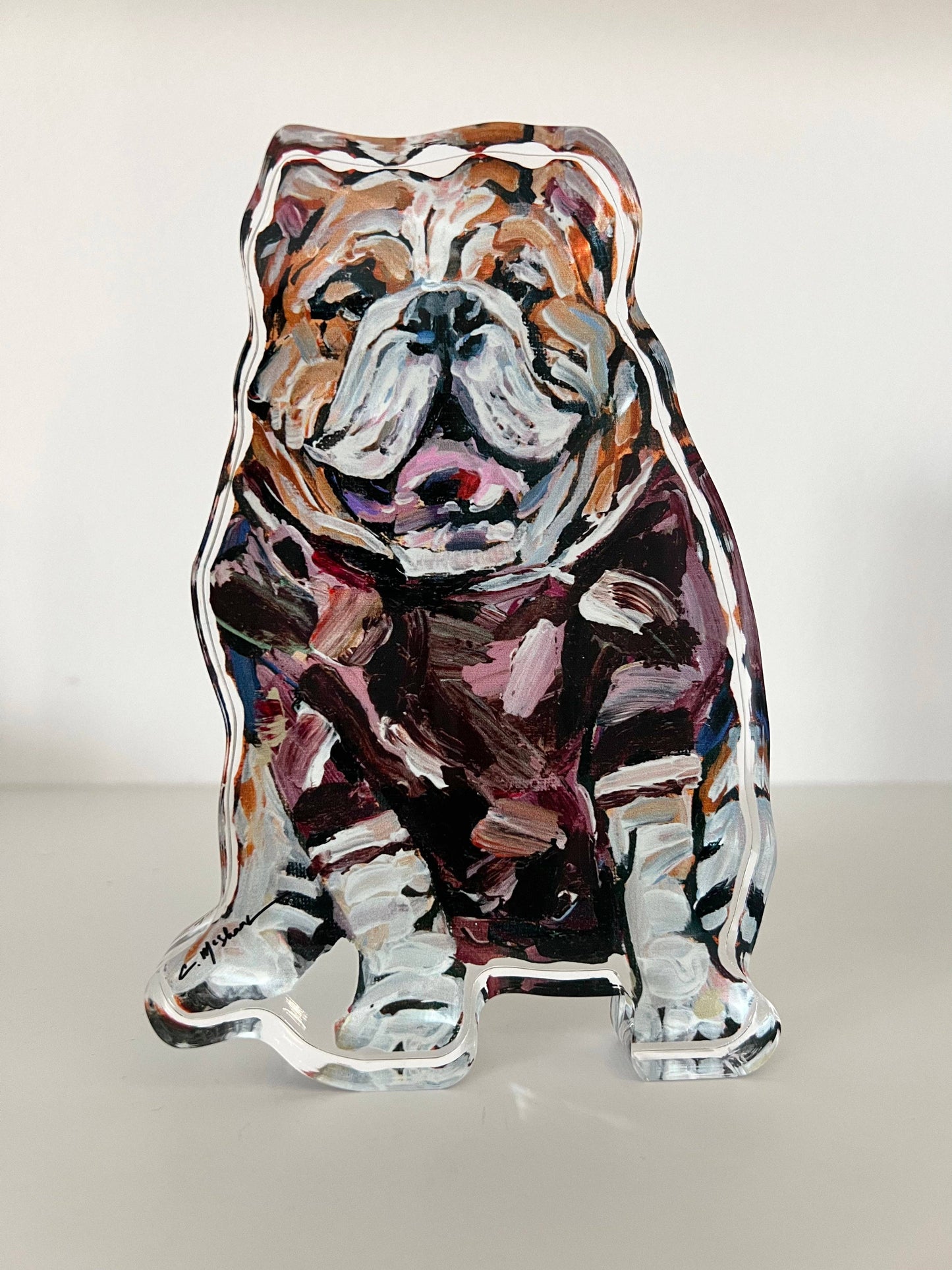 Maroon Bulldog Acrylic Small Shelfie