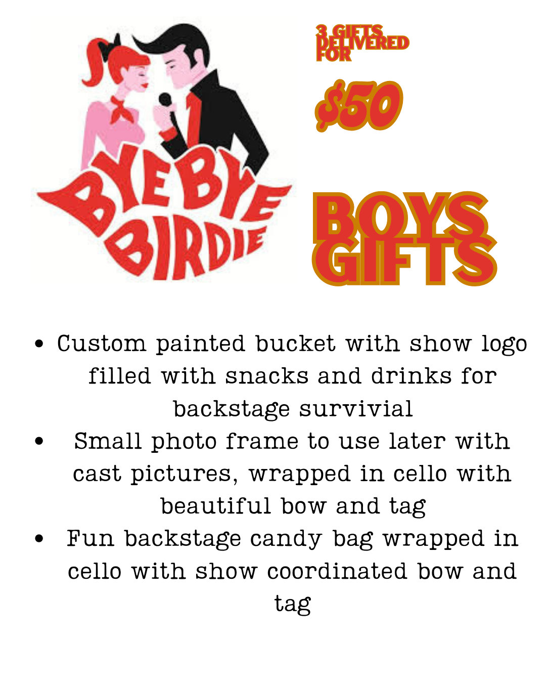 NAMS Musical Boys Gifts- 3 Night Delivery