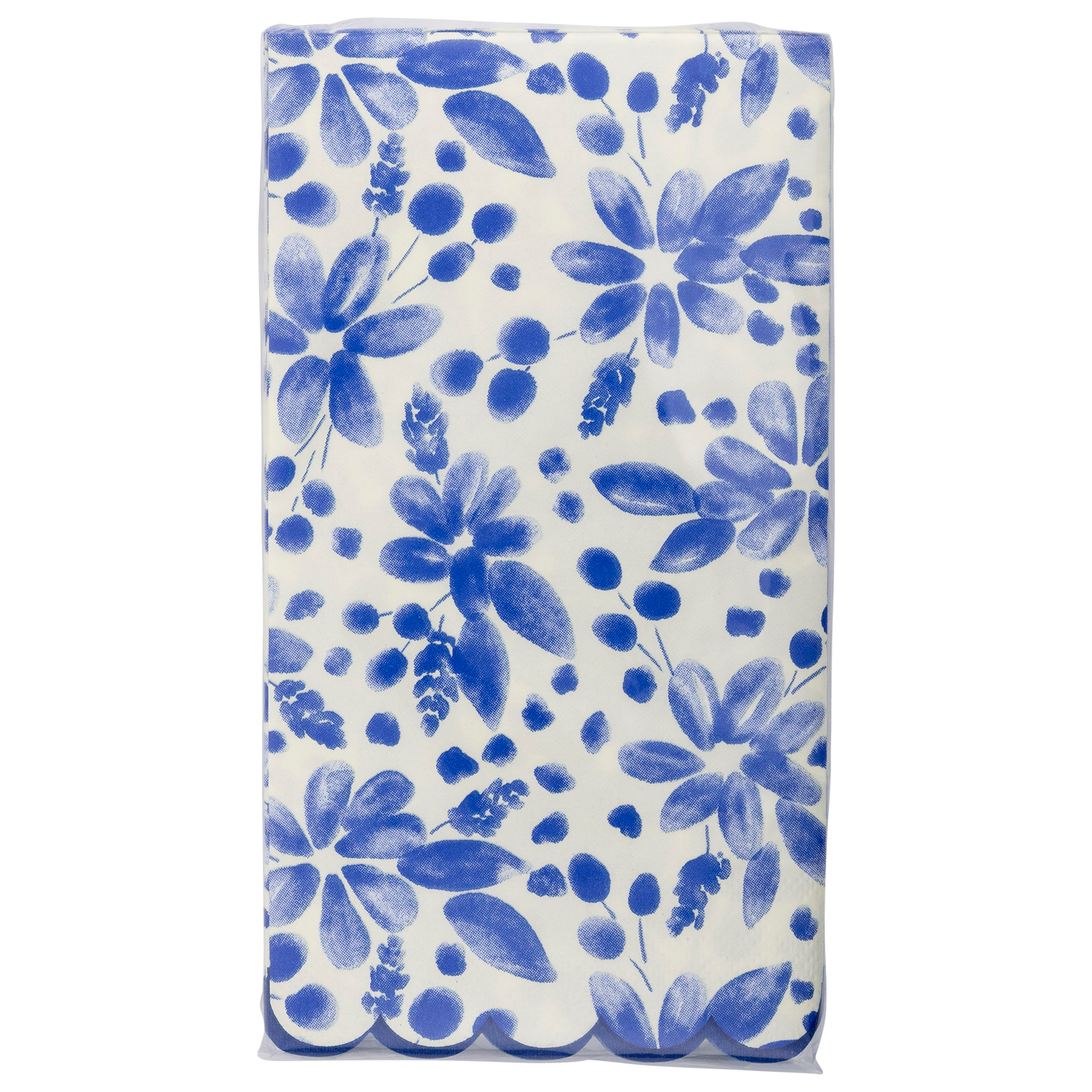 Blue Scallop Floral Paper Dinner Napkin 32ct