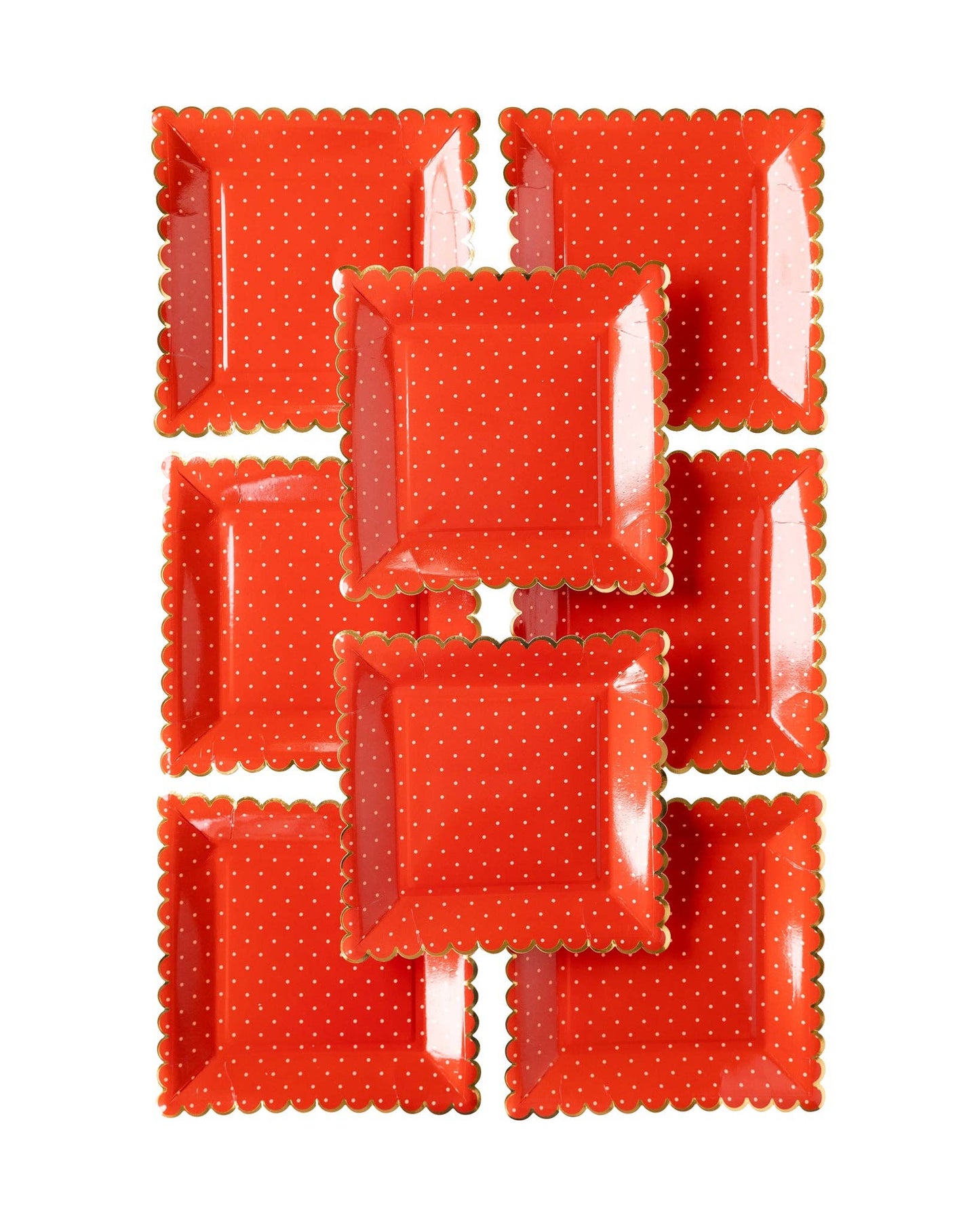 Red Polka Dot Scallop Plates 8ct