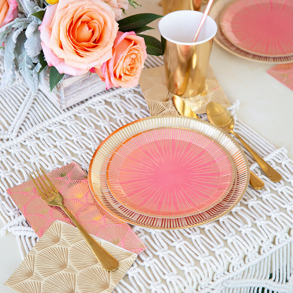 La Boheme Pink & Gold Dinner Napkins - 16 Pk.