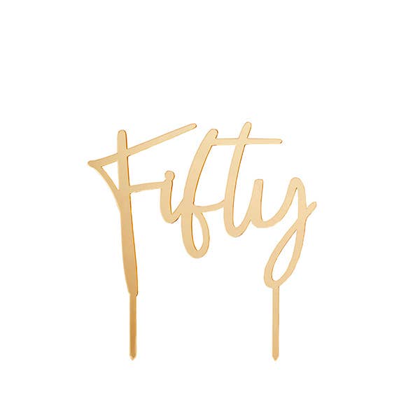 Gold 'Fifty' 50 Acrylic Cake Topper