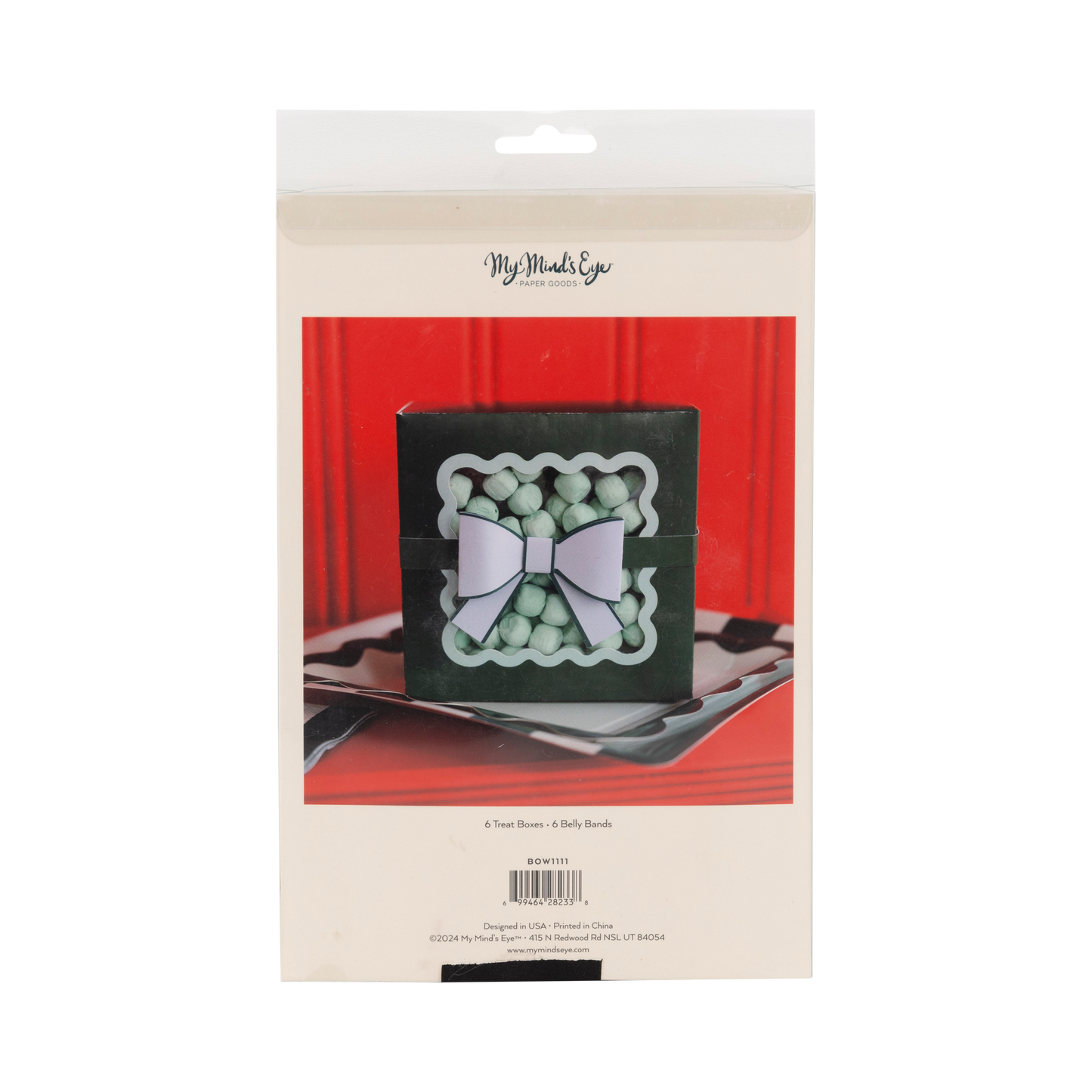 Green Bow Ric Rac Cookie Box 6ct