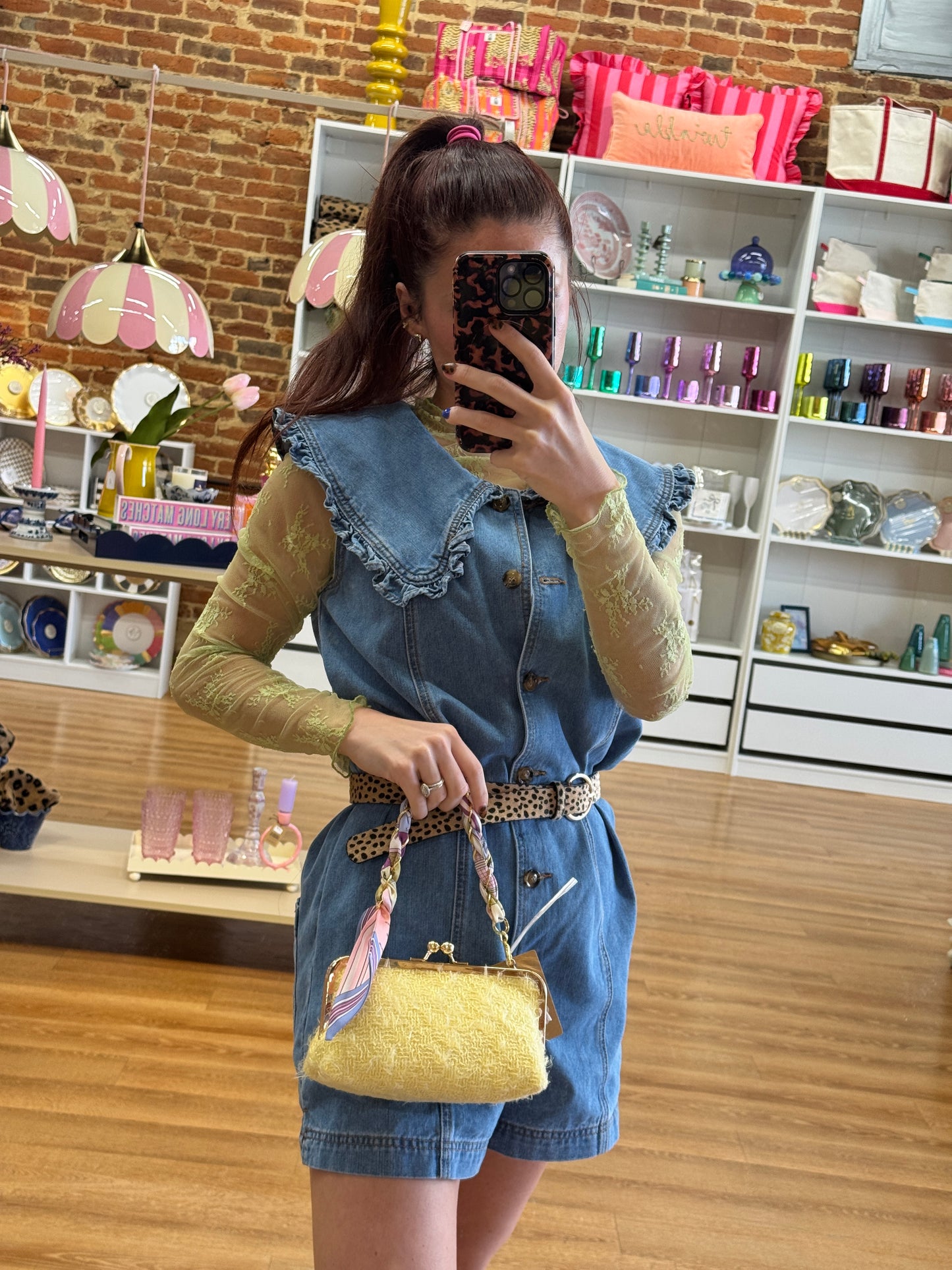 Glenda Gies Yellow Tweed “Trixie” Purse