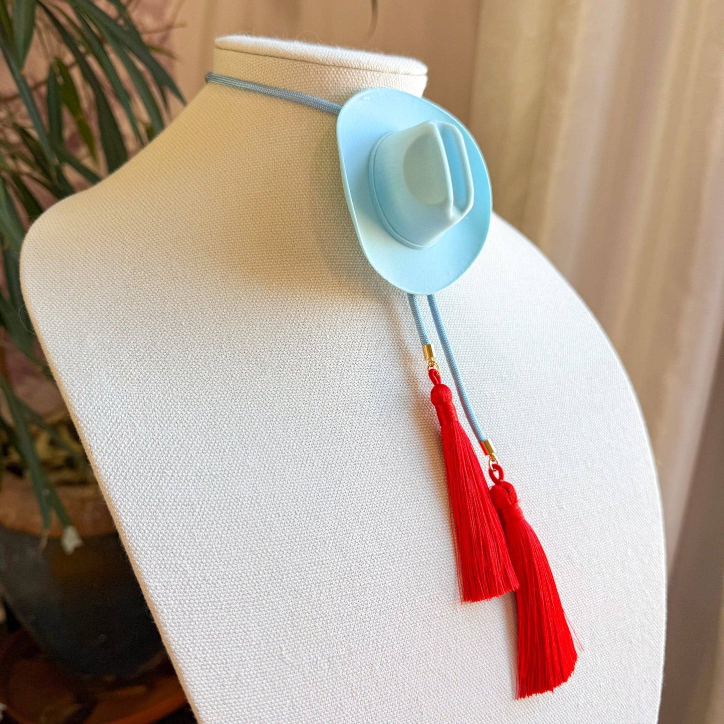 Cowboy Hat Bolo- Powder Blue & Red