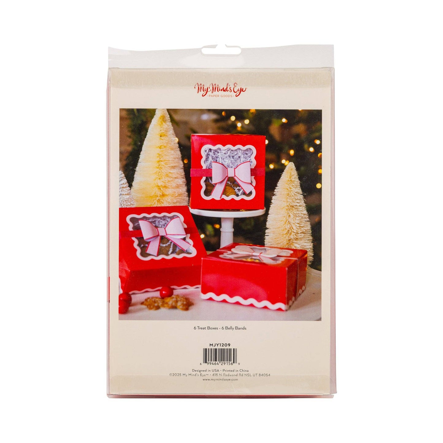 Red and Pink Cookie Box with bow 6ct