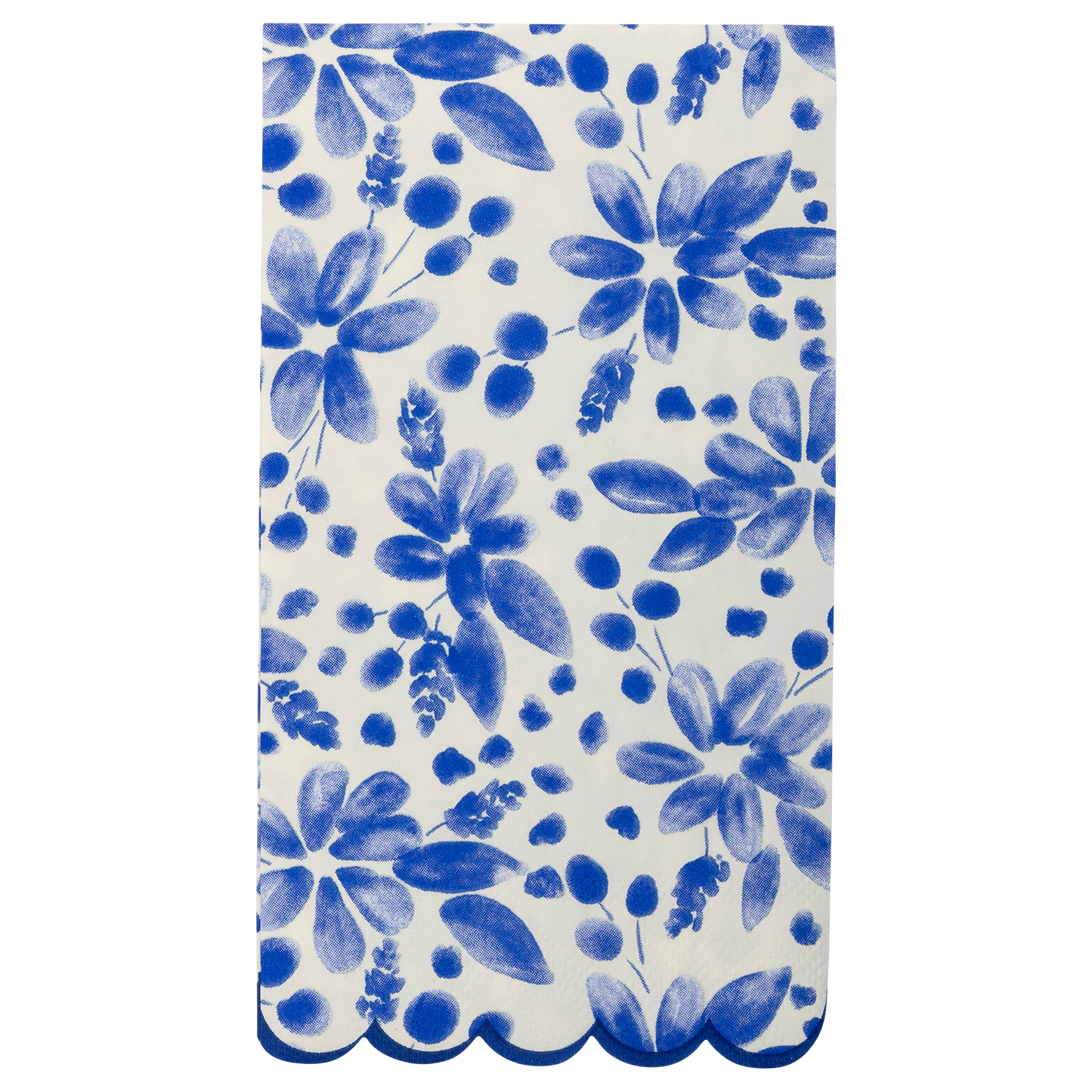 Blue Scallop Floral Paper Dinner Napkin 32ct