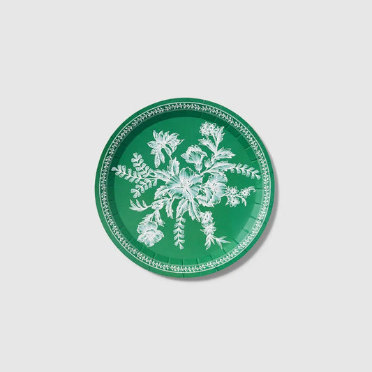 Emerald Green Toile Small Side Plates- 10ct