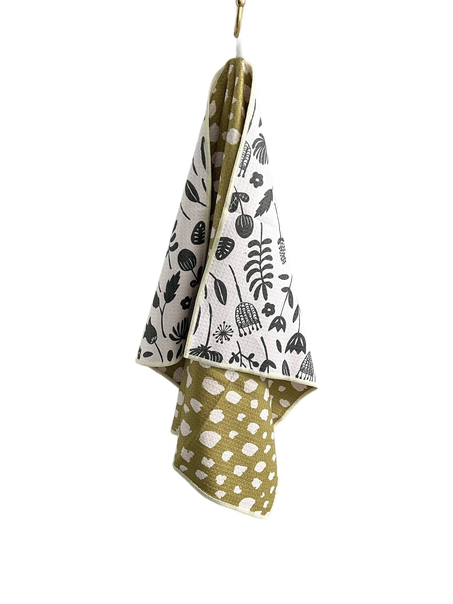 Vintage Highway: Reversible Hand Towel: Cream/Pea Green