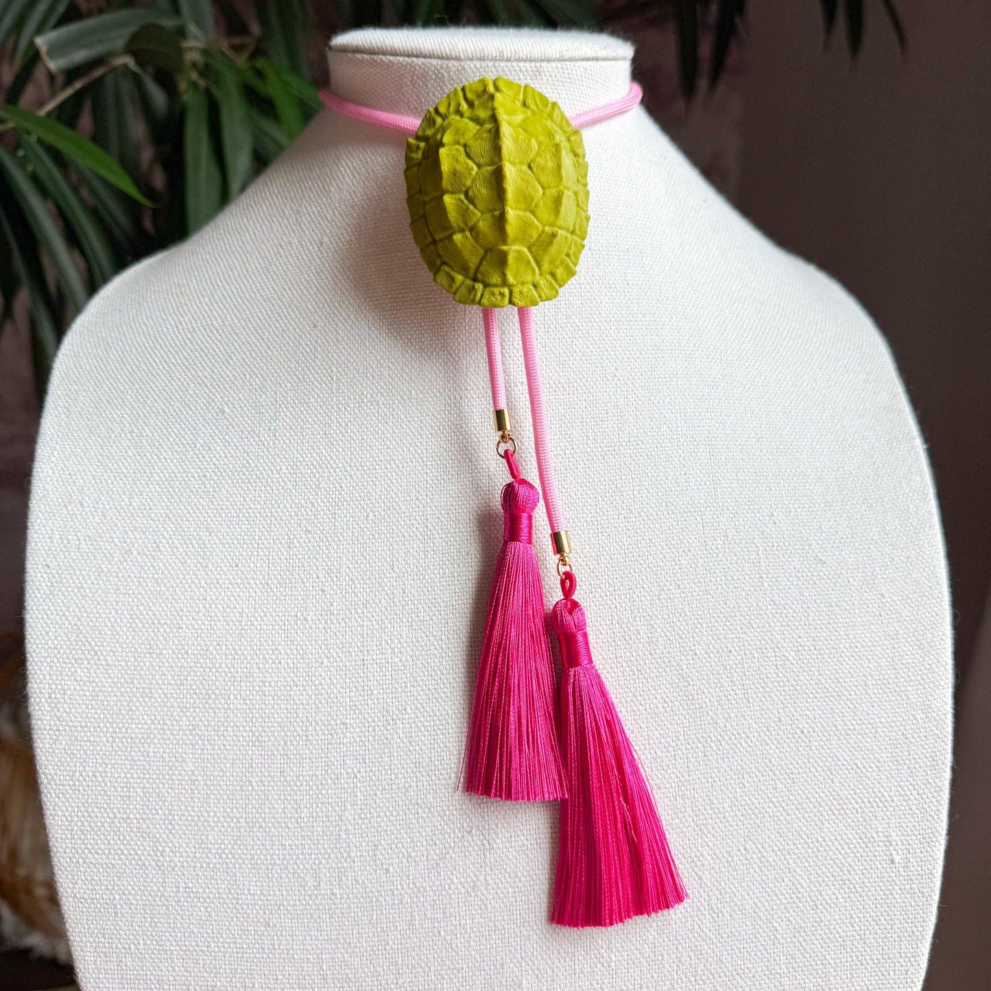 Tortoise/Turtle Bolo Olive Green with Bubblegum Pink & Fuchsia