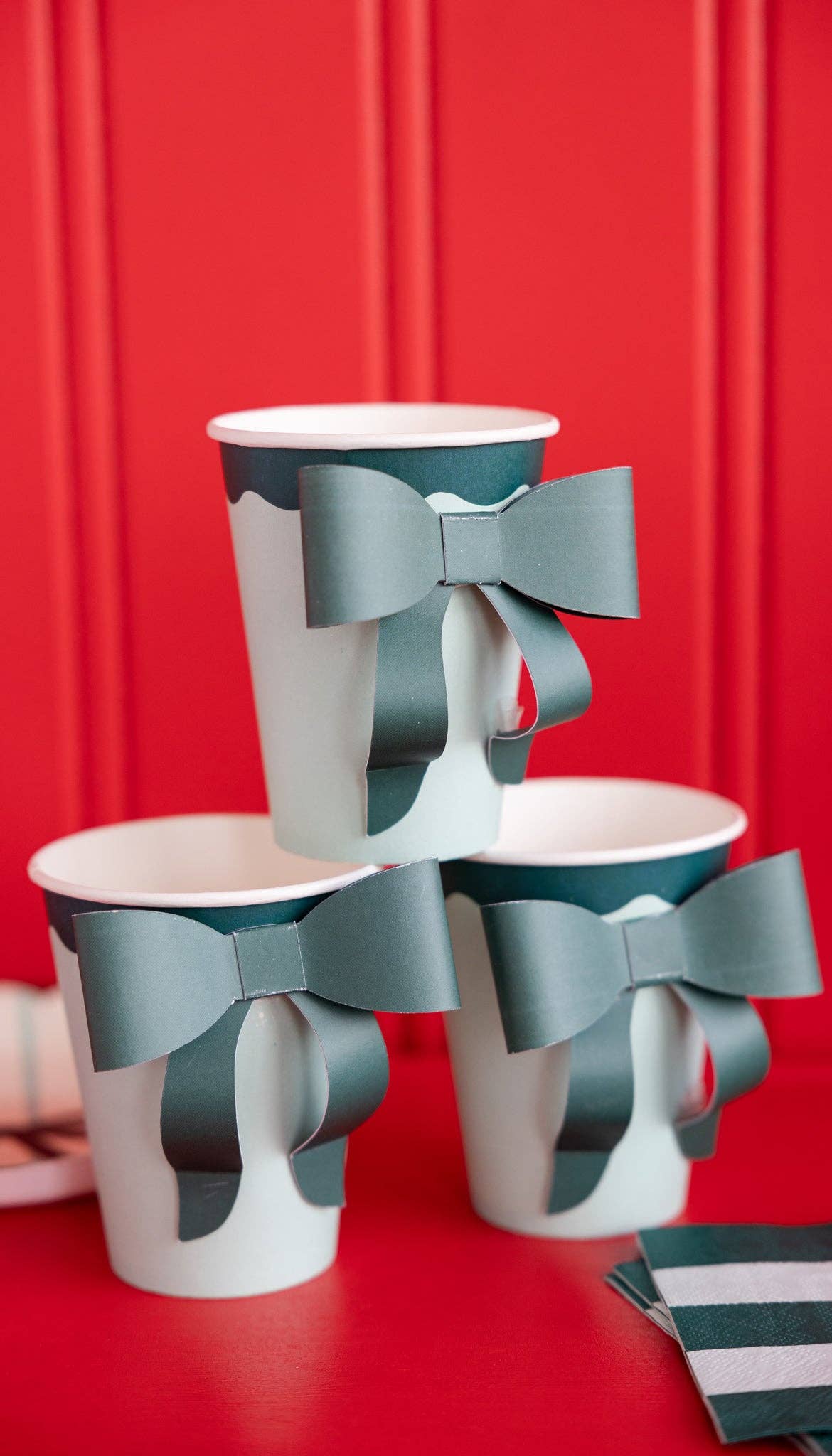 Mint and Green Bow Paper Cups 8ct