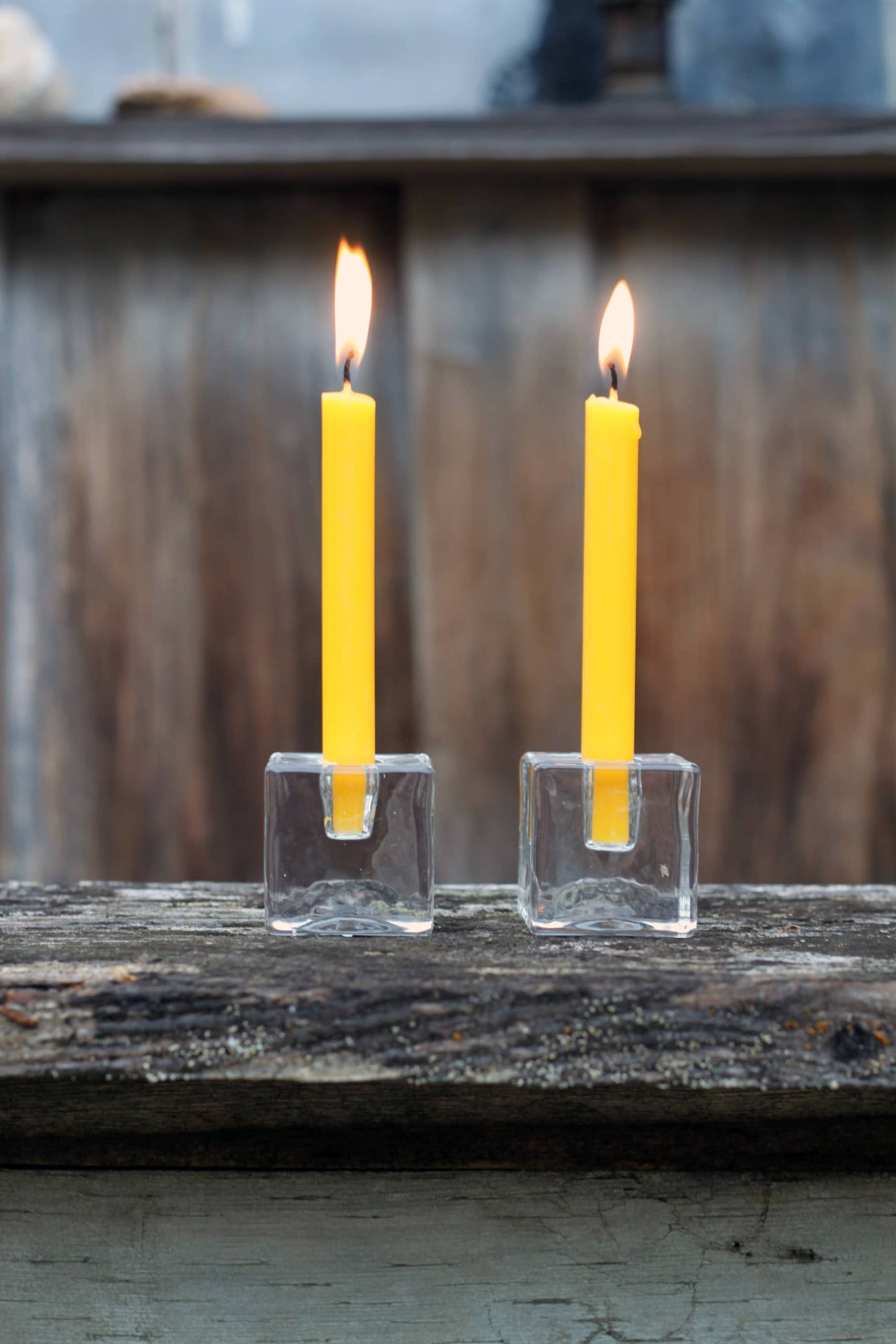 Quadra Glass Candle Holders | Clear