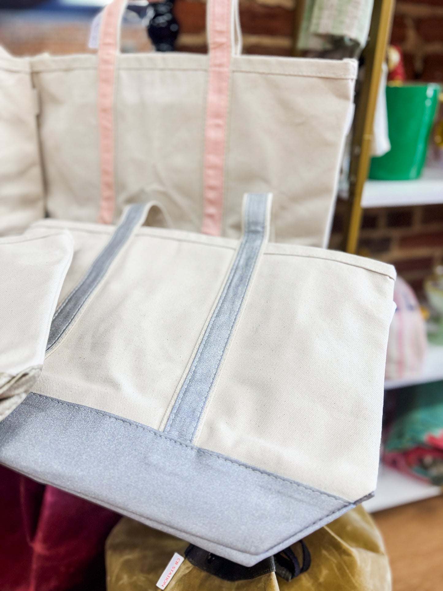 Metallic Medium Canvas Tote, 4 Color Options