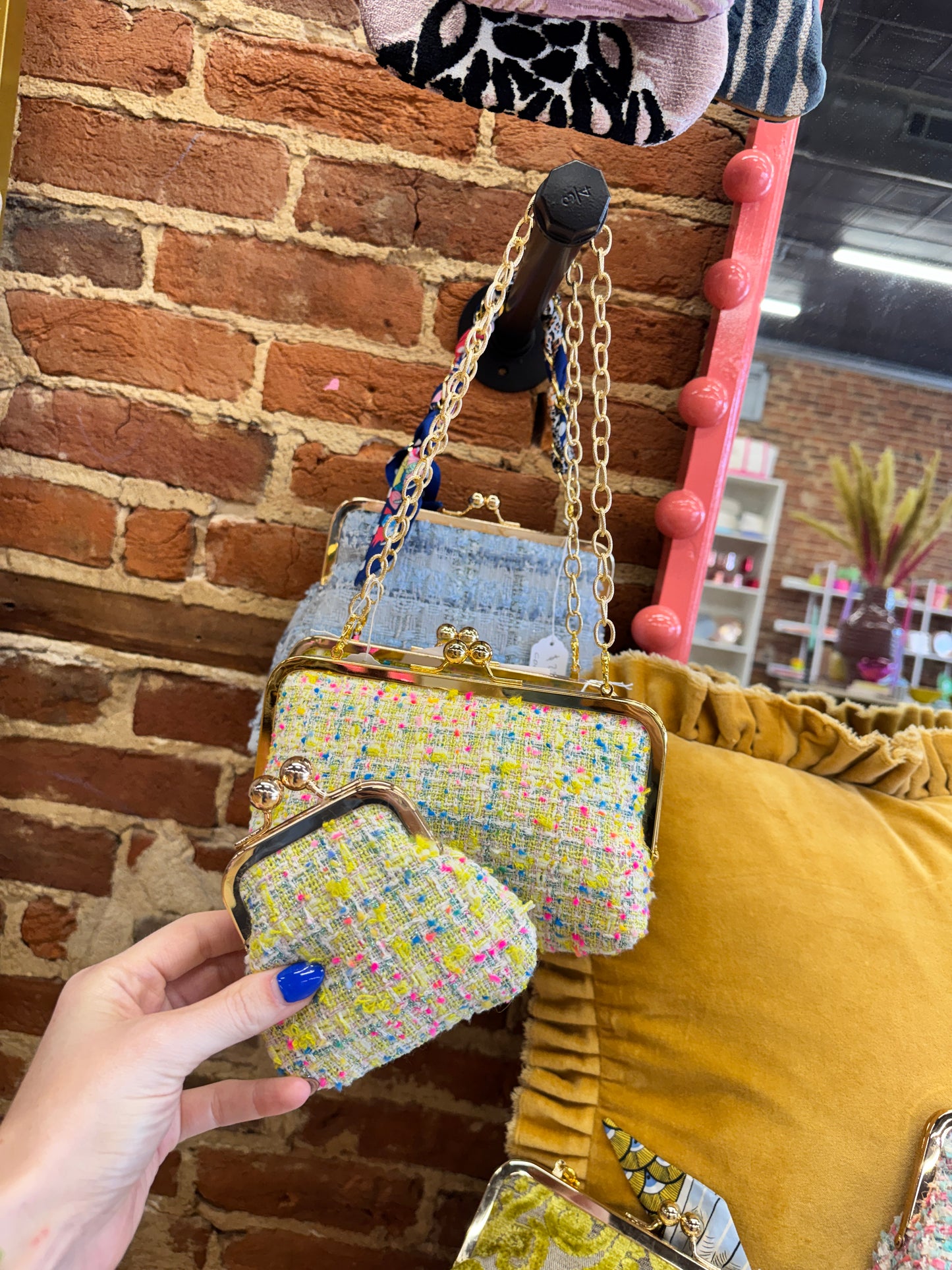Glenda Gies Multicolored Tweed “Pixie” Coin Purse