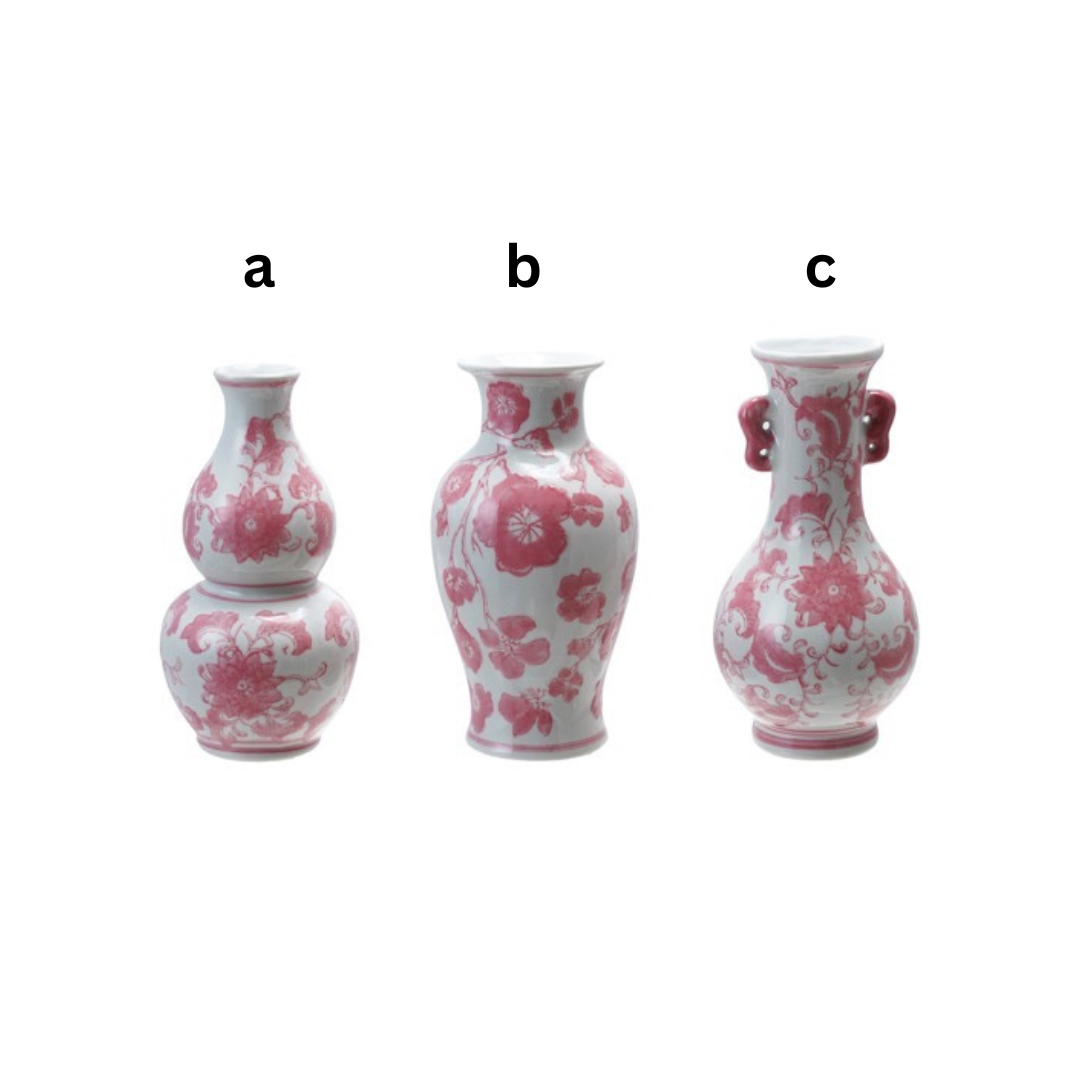 Pink Ceramic Vase 3" x 7"