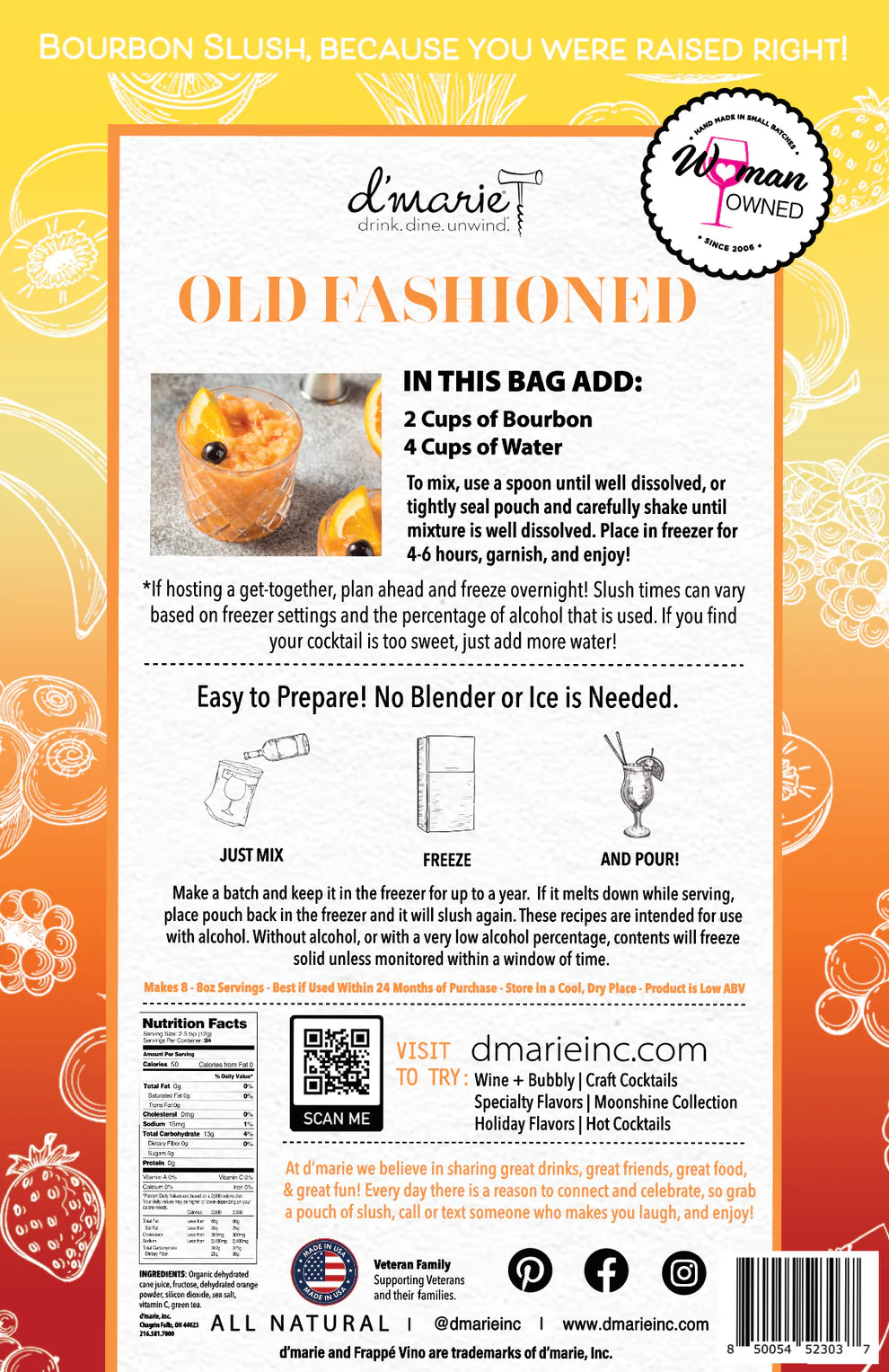 Old Fashioned Cocktail Slush Mix - 10oz
