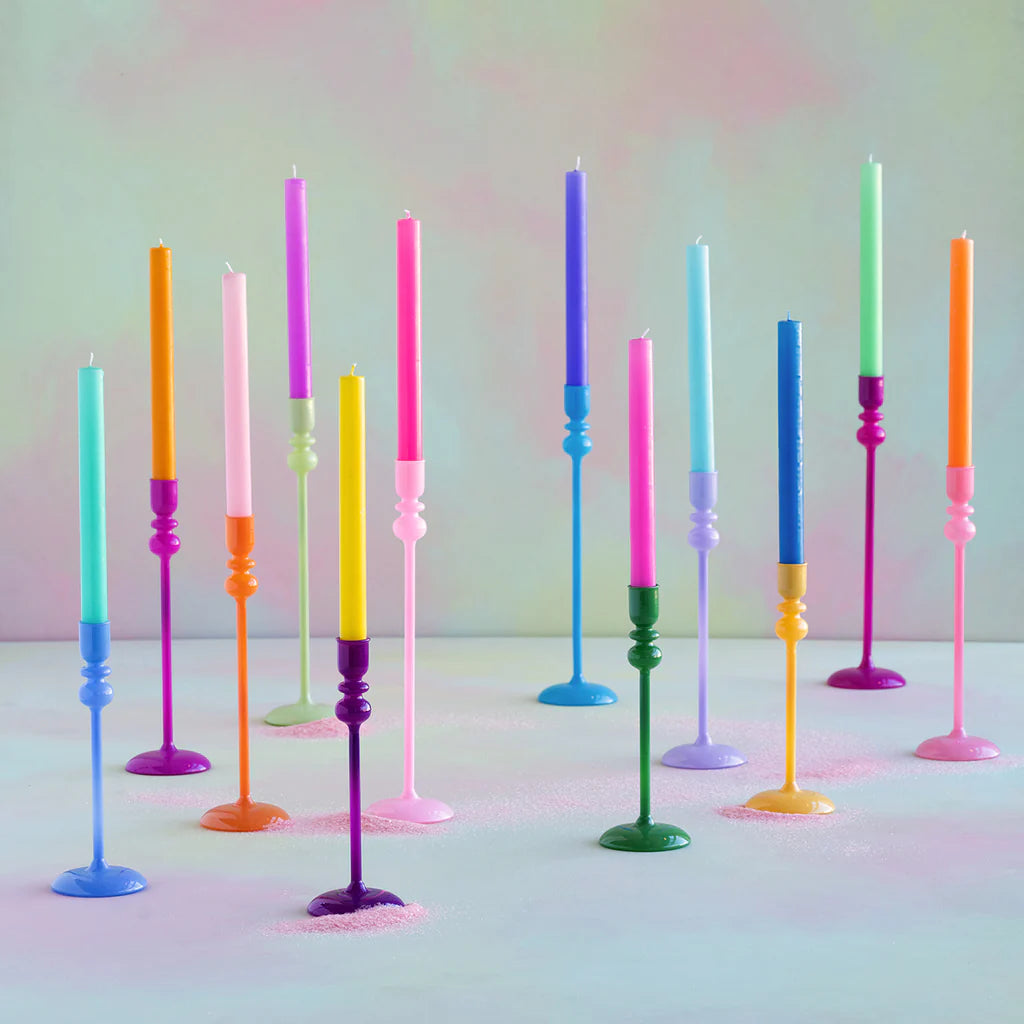 Rainbow Taper Candle Set of 4 - 3 Style Options - Glitterville
