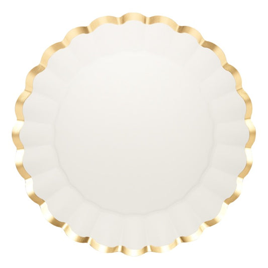 Flower Charger Plate Gold & White-8ct