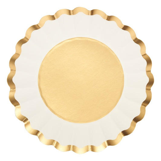 Flower Salad Plate Gold & White-8ct