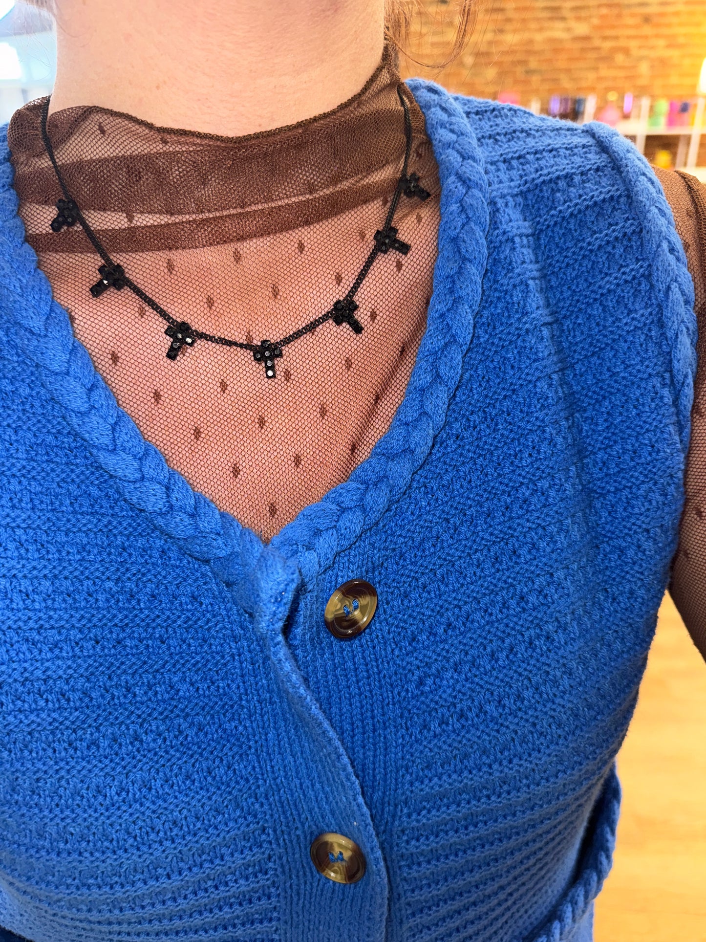 Multi Cross Necklace- Jet in Smutt