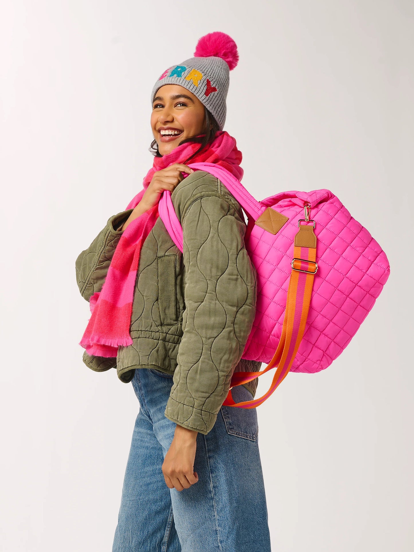 Pink & Orange Puffer Ezra Tote