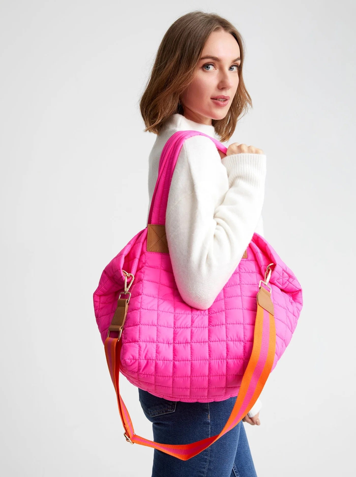 Pink & Orange Puffer Ezra Tote