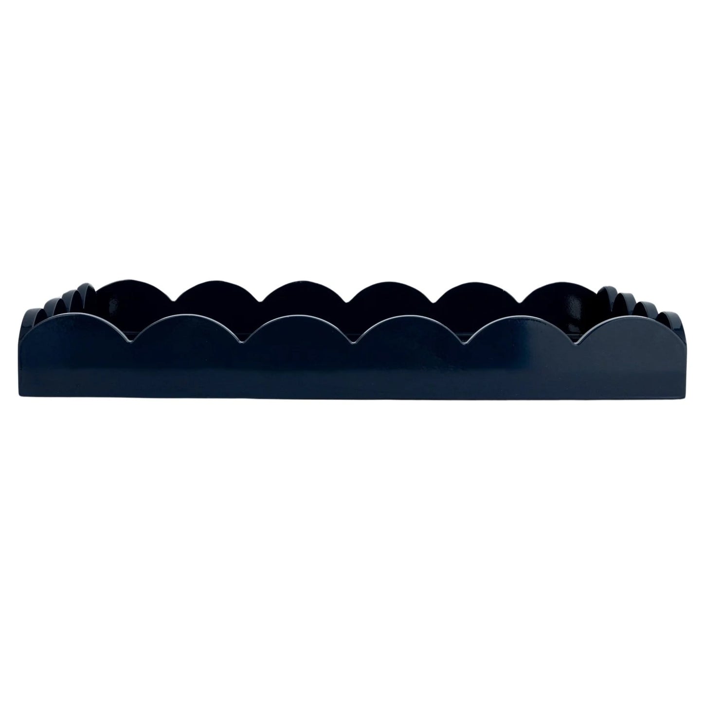 Extra Large Navy Scalloped Tray W/ Handles