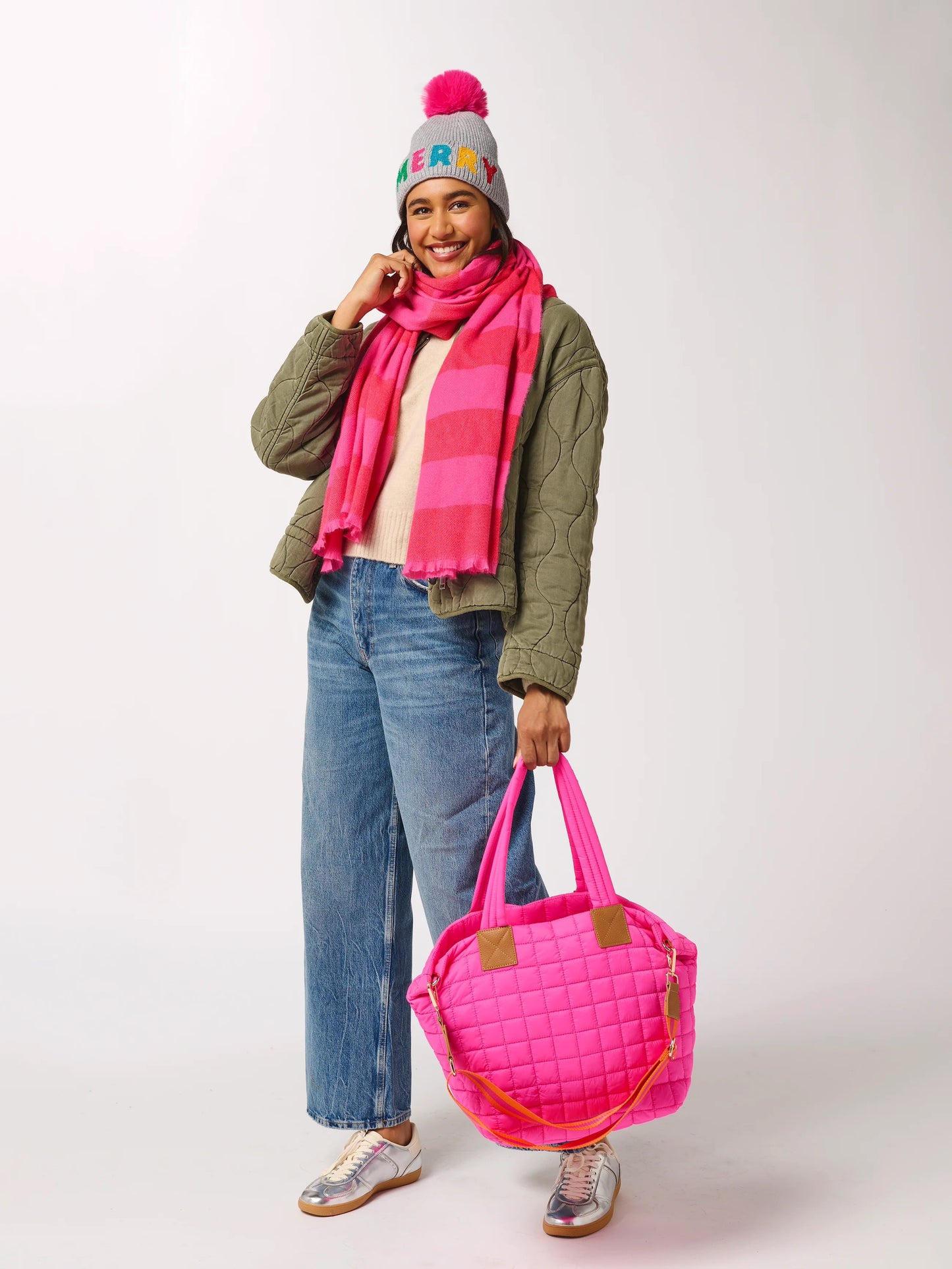 Pink & Orange Puffer Ezra Tote