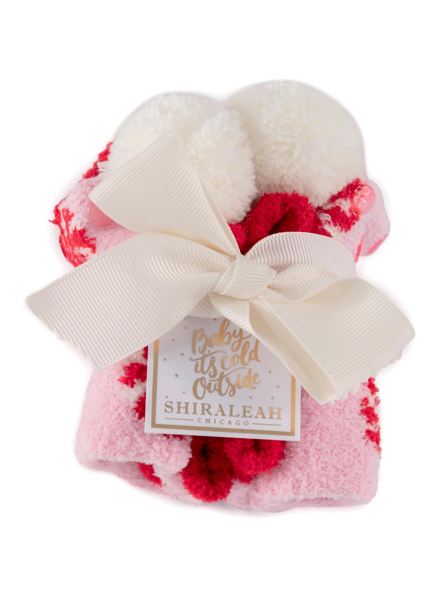 Pink Peppermint Fuzzy Ball Socks