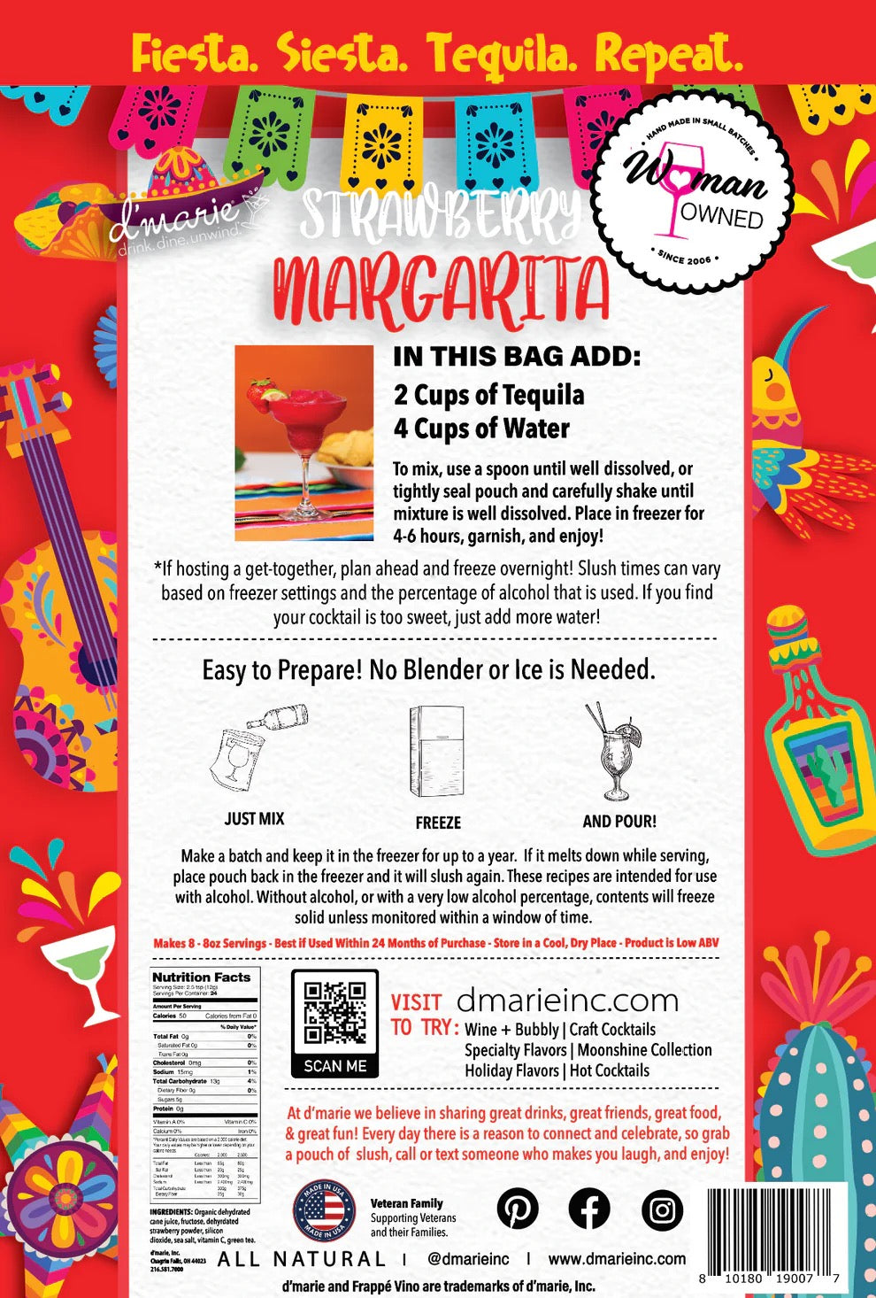 Strawberry Margarita Cocktail Slush Mix - 10oz