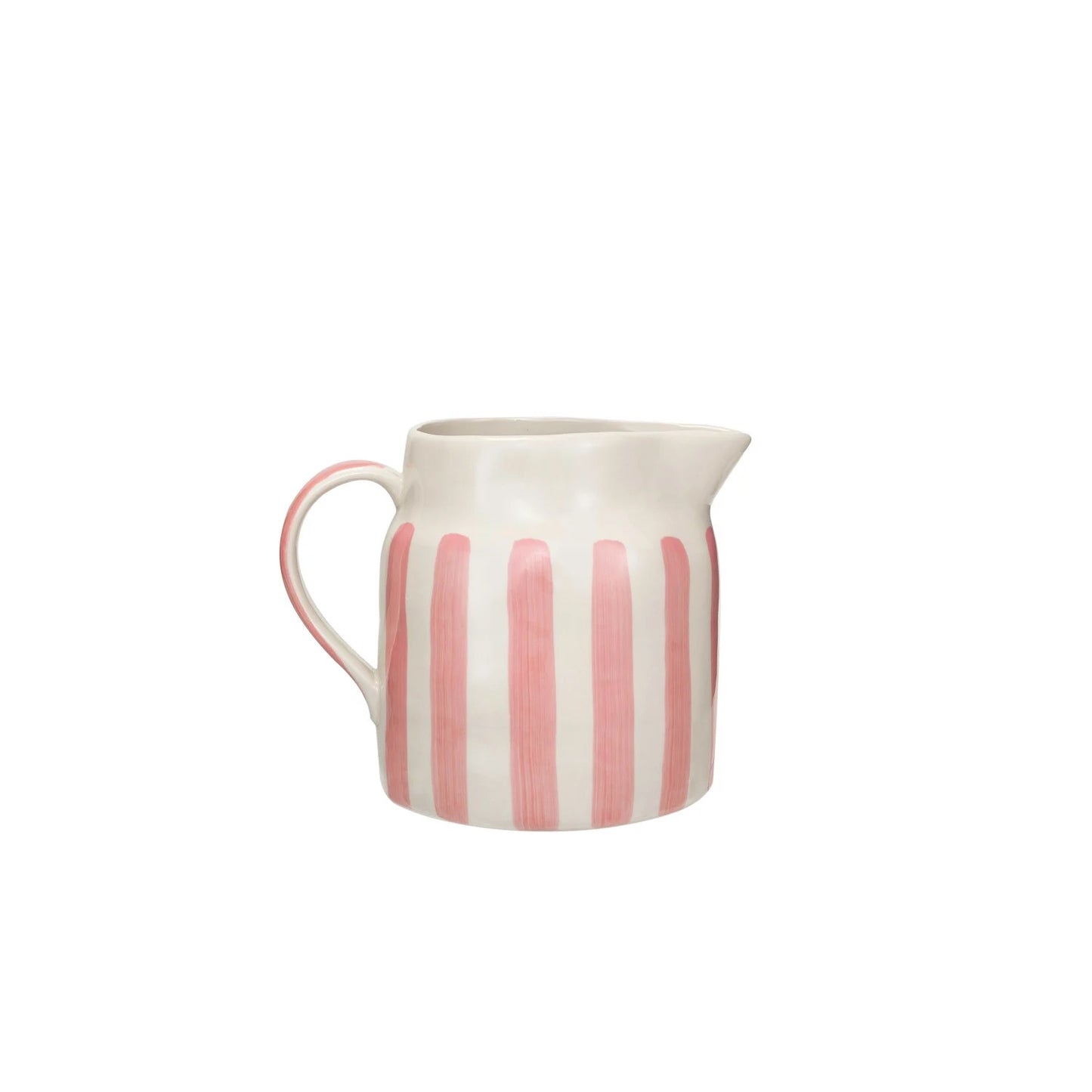 Pink Striped Stoneware Pitcher