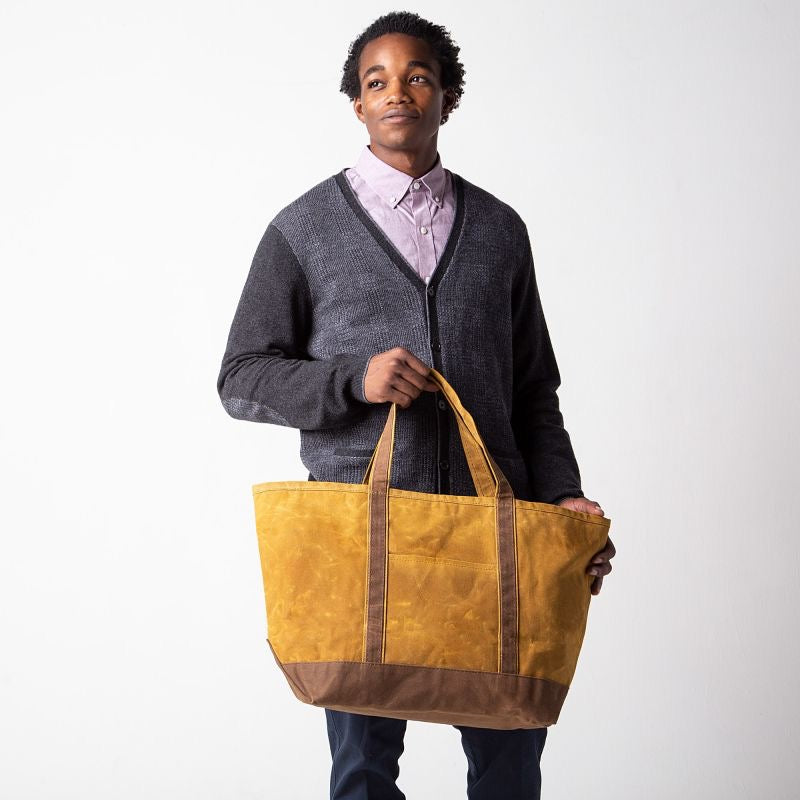 Waxed Large Classic Tote- Yellow