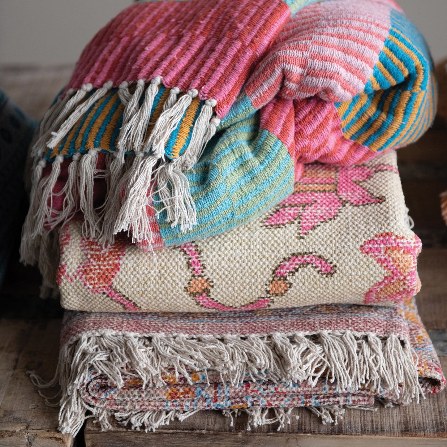 Striped Woven Throw Blanket, Multicolor