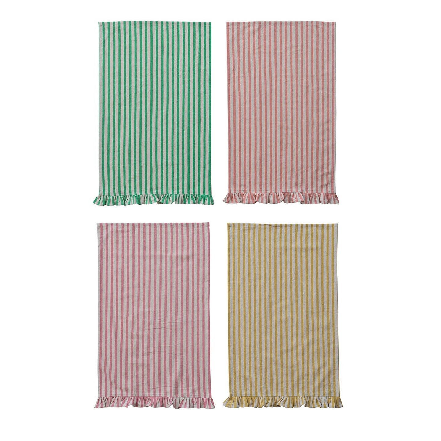 Striped Ruffle Tea Towel - 4 Color Options