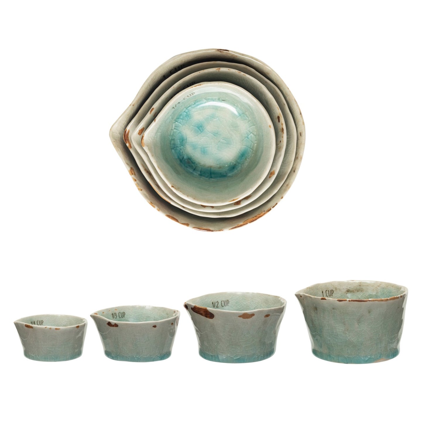 Aqua Stoneware Measuring Cup Set