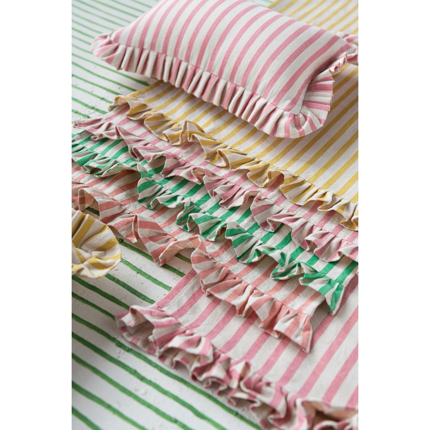 Striped Ruffle Tea Towel - 4 Color Options