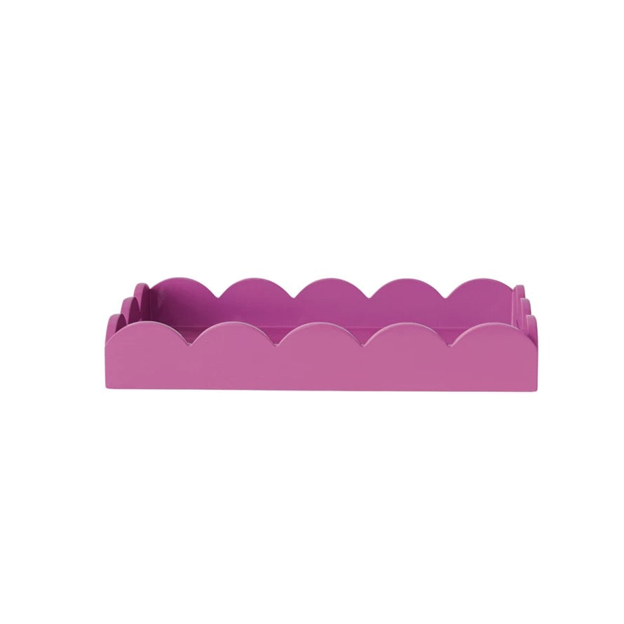 Fuschia Lacquered Scalloped Tray