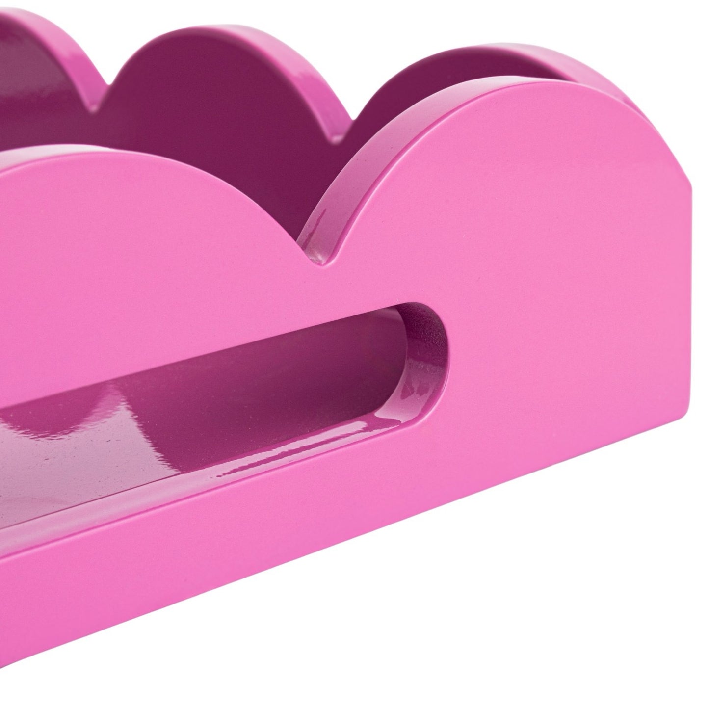 Fuschia Lacquered Scalloped Tray