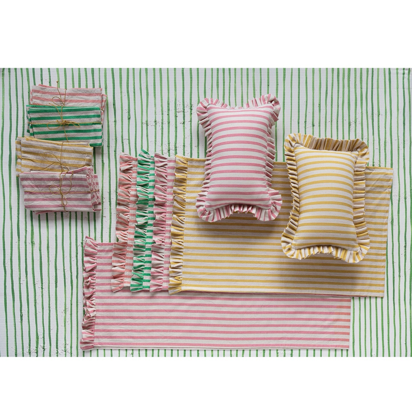 Striped Ruffle Tea Towel - 4 Color Options