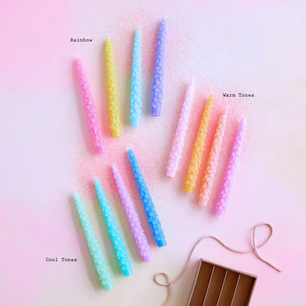 Glitterville Rainbow Tree Taper Candle Set