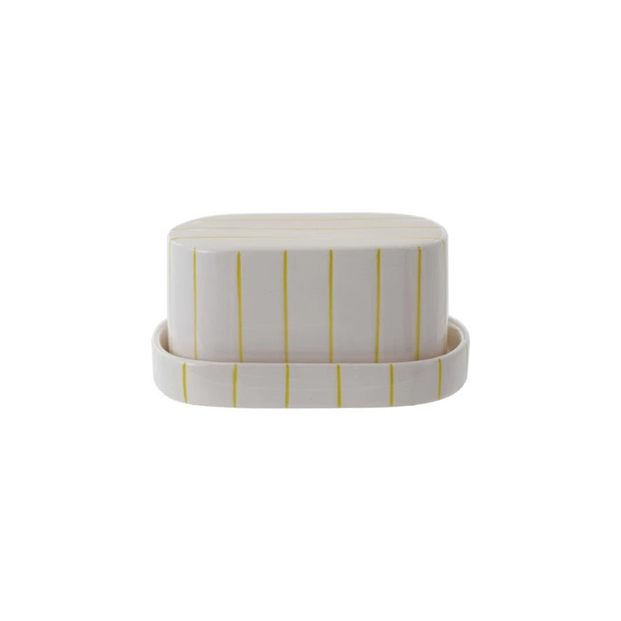 Citron Striped Butter Dish