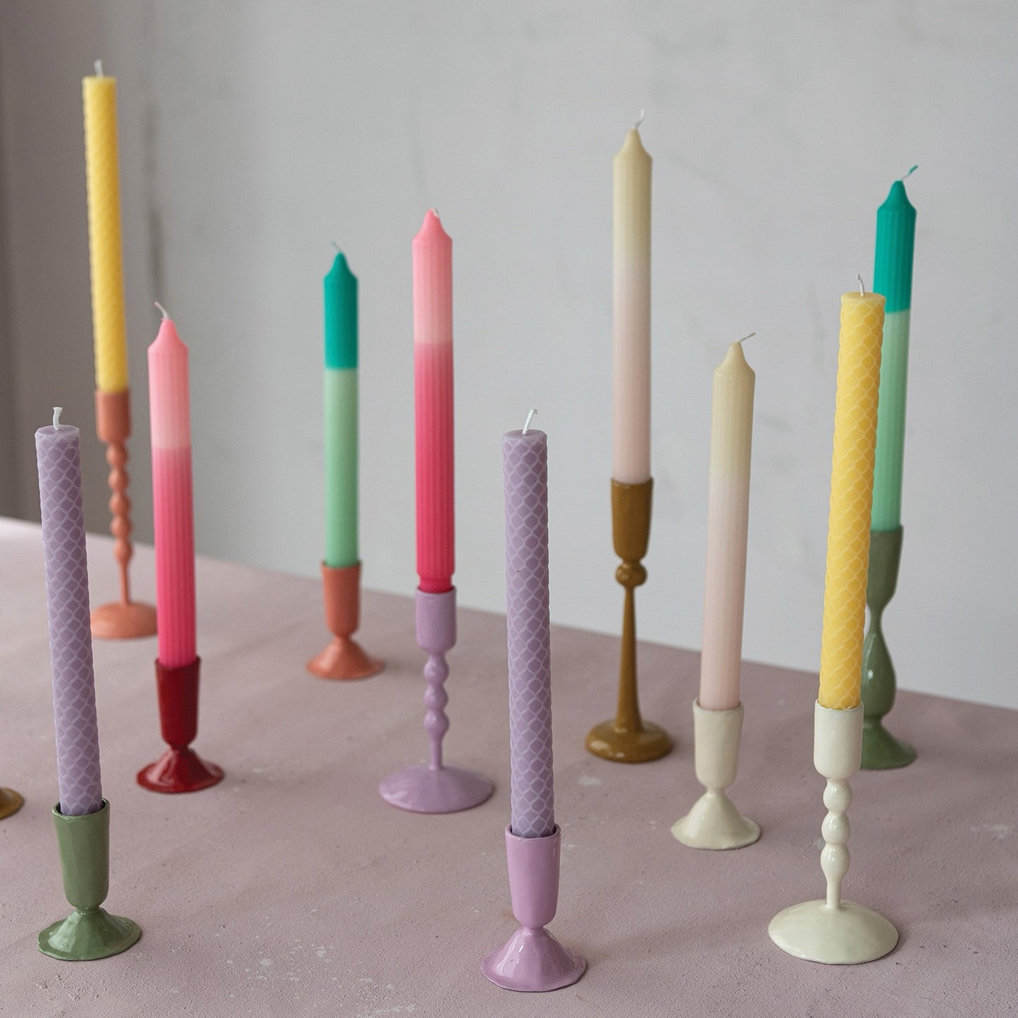 5.5" Medium Enameled Candle Holder - 3 Color Options