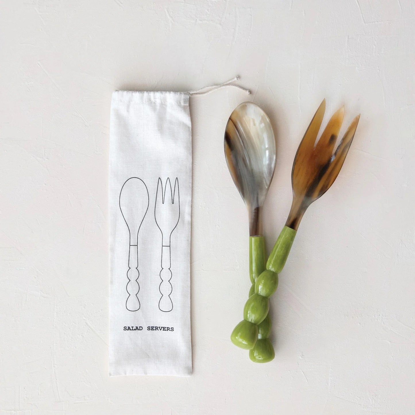 Marbled Resin Green Salad Servers Set