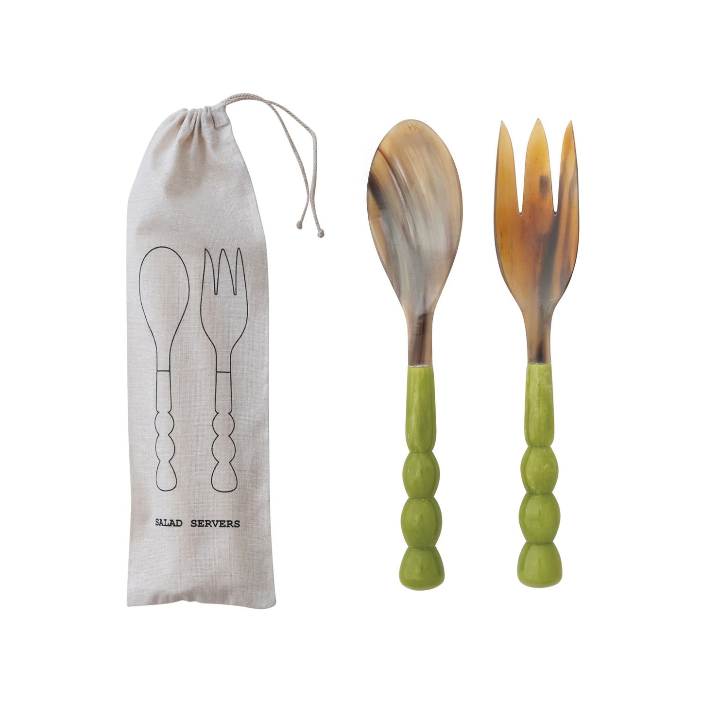 Marbled Resin Green Salad Servers Set