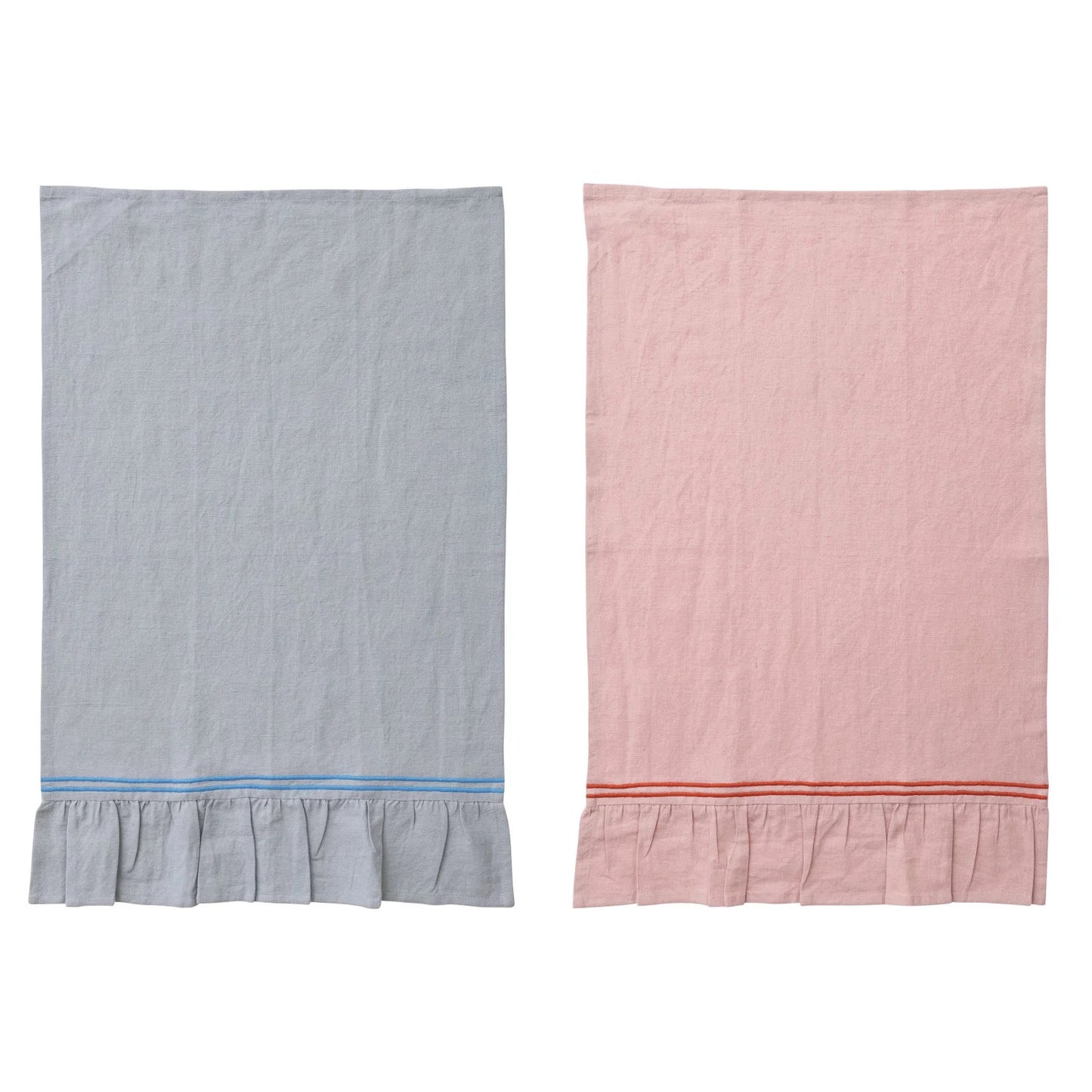 Ruffled Linen Tea Towel, 2 Colors