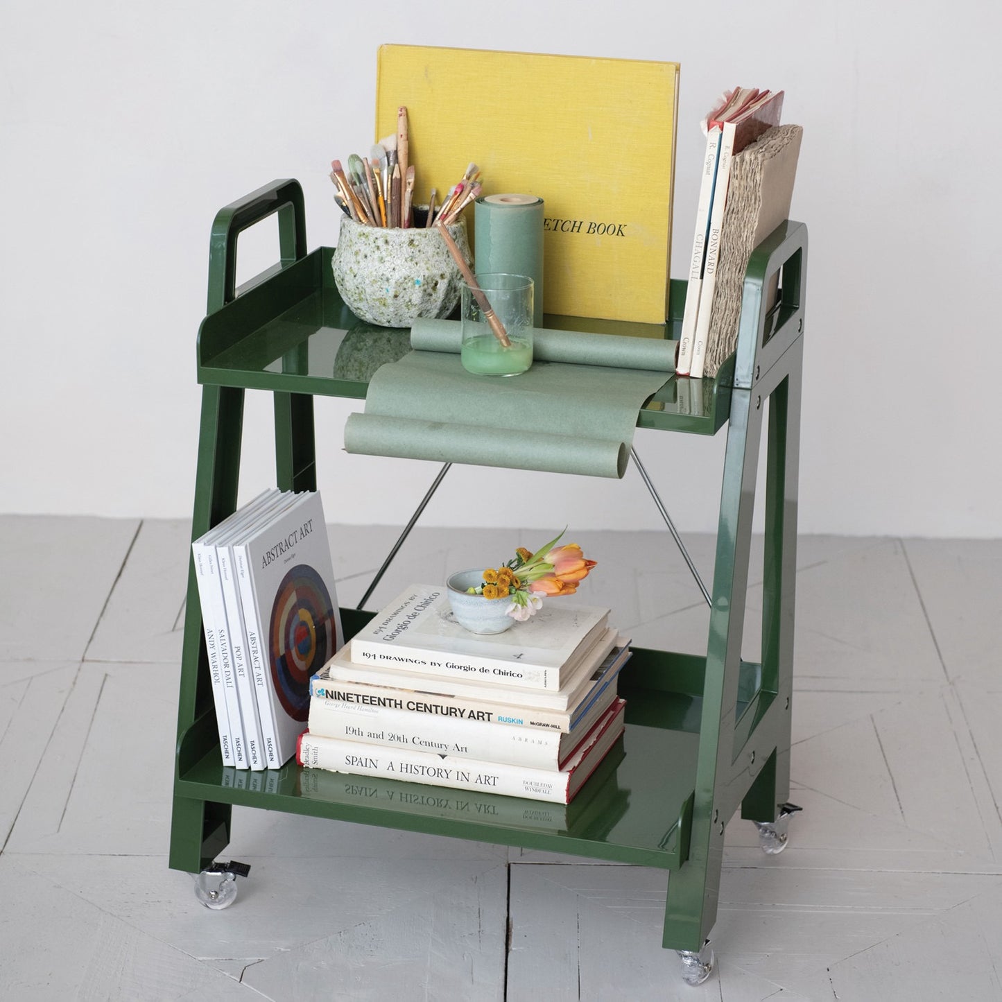Green Cart w/ 2 Shelves