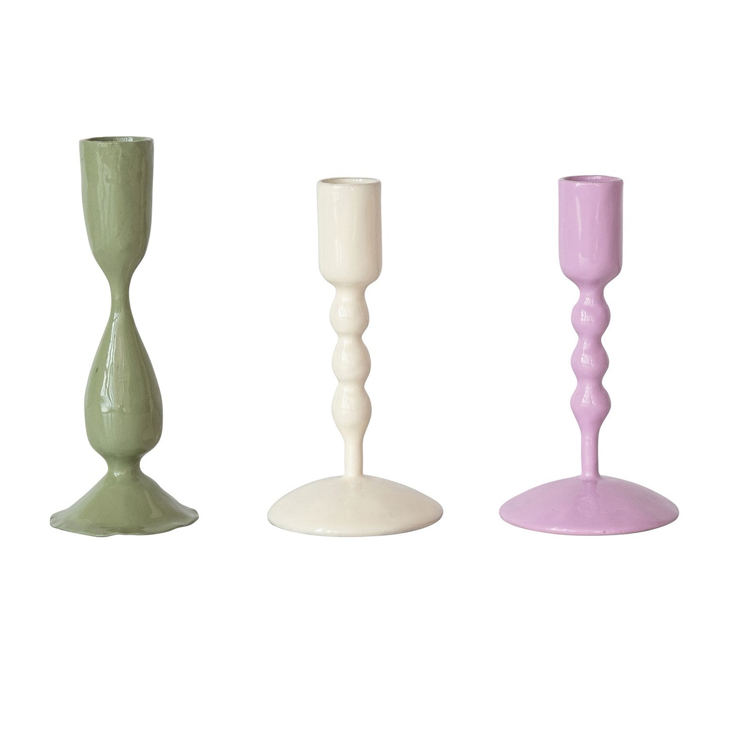5.5" Medium Enameled Candle Holder - 3 Color Options